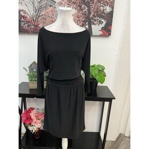 Evan Picone Women’s Blouson Dress Size 6 Ruched Waist Dolman Sleeve Boat Neck